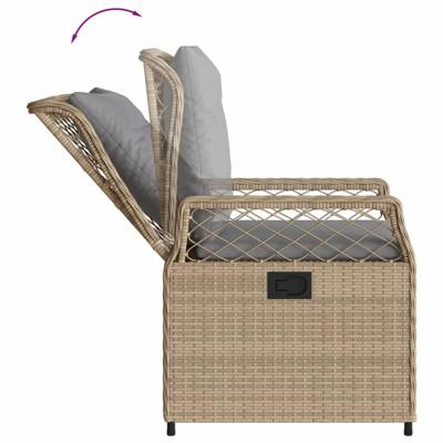 3-delige Tuinset met kussens poly rattan beige - thumbnail