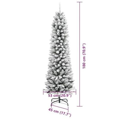 Kunstkerstboom met 300 LED Wit 180 cm PVC en Metaal en Plastic