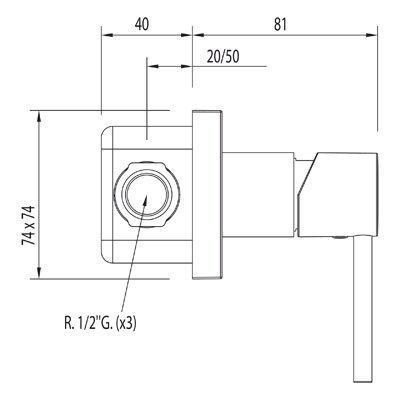 Douchekraan Tres Max | Inbouw | Mengkraan | Excl.Inbouwdeel | 2-weg | Rond | Chroom
