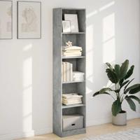 Boekenkast 40x24x176 cm bewerkt hout betongrijs - thumbnail