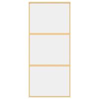 Schuifdeur 90x205 cm helder ESG-glas en aluminium goudkleurig - thumbnail