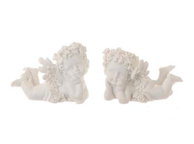 Deco engel 7x4x5,5cm wit