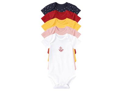 lupilu 5 rompertjes (50/56, Wit/geel/rood/roze/marine) lupilu 5 rompertjes (50/56, Wit/geel/rood/roze/marine)