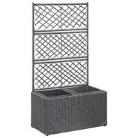 VidaXL Latwerkplantenbak verhoogd met potten 58x30x107 cm rattan zwart - thumbnail