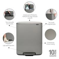 Brabantia Bo Pedaalemmer 2 x 30 L - Mineral Concrete Grey - thumbnail