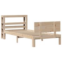 Bedframe met hoofdbord massief grenenhout 75x190 cm - thumbnail
