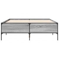 Bedframe bewerkt hout metaal grijs sonoma eiken 135x190 cm - thumbnail