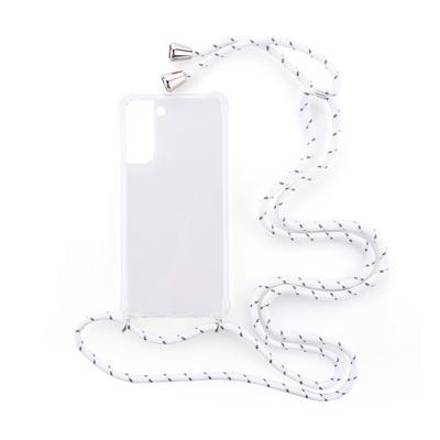 Shop4 - Samsung Galaxy S21 Hoesje - Zachte Back Case met Koord Multi Wit