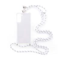 Shop4 - Samsung Galaxy S21 Hoesje - Zachte Back Case met Koord Multi Wit - thumbnail