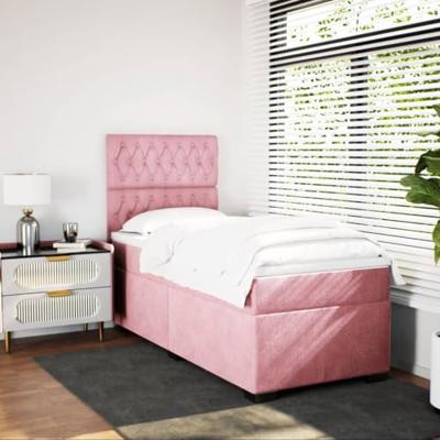 Boxspring met matras fluweel roze 80x200 cm