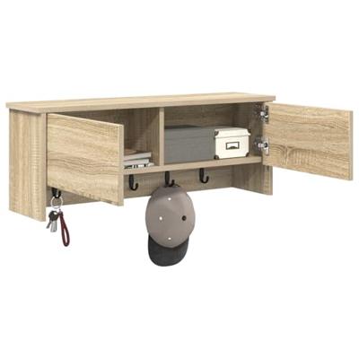 Wandgemonteerde kapstok met plank Sonoma eiken 80 x 20 x 30 cm