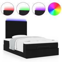 Ottoman bed met matras en LED's 120x200cm stof zwart - thumbnail
