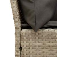 Tuinbank met kussens poly rattan lichtgrijs - thumbnail