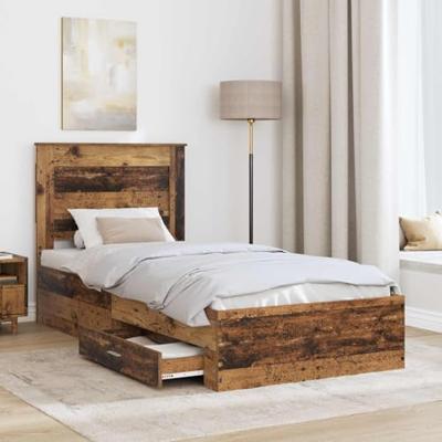 Bedframe met lade met hoofdeinde met opslag Bewerkt hout