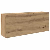 Badkamerwandkast 100x25x40cm bewerkt hout artisanaal eikenkleur - thumbnail