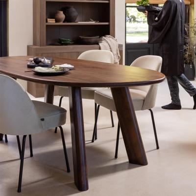 WOOOD Organische Eettafel 'Roundly' Mangohout, 160 x 110cm, kleur Walnoot