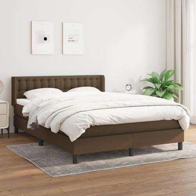 Boxspring met matras stof donkerbruin 140x200 cm