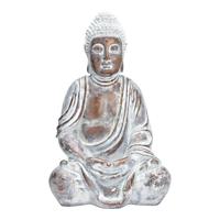 Boeddha zittend van poly goud, wit (B/H/D) 32x52x25cm - thumbnail