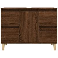 Wastafelkast 80x33x60 cm bewerkt hout bruin eikenkleur - thumbnail