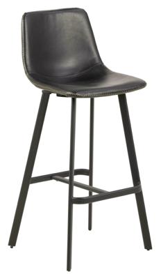 Bendt Barkruk 'Xanthe' PU, kleur Zwart (zithoogte 76.5cm)