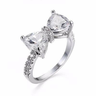 Vrouwelijke mode mooie bowknot ontwerp Zirkoon ring Ringmaat: 8