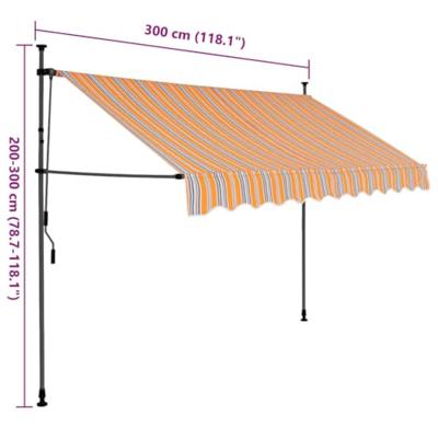 Luifel handmatig uitschuifbaar met LED 300 cm geel en blauw