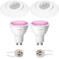Pragmi Nivas Pro - Inbouw Rond - Mat Wit - Trimless - Kantelbaar - Ø150mm - Philips Hue - LED Spot Set GU10 - White and Color Ambiance - Bluetooth - thumbnail