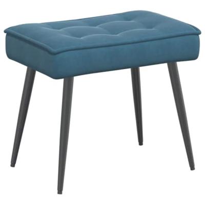 Relaxstoel met voetenbank fluweel blauw