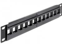 Delock 43259 10 Keystone patchpaneel 12 poorten zwart - thumbnail