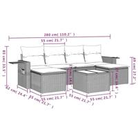 7-delige Loungeset met kussens poly rattan zwart - thumbnail