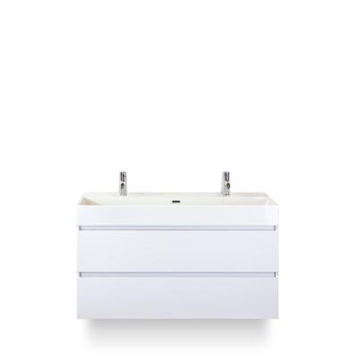 Maxx XL Badmeubelset 120 cm - Wit Hoogglans - Wastafel Kube Enkel 2 kraangaten
