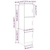 Hoge kast Zwart Eiken 31.5 x 32 x 122.5 cm - thumbnail