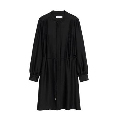 Mango satijnen blousejurk met plooien zwart Mango satijnen blousejurk met plooien zwart