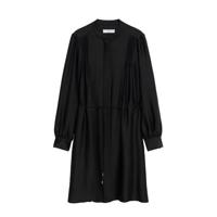 Mango satijnen blousejurk met plooien zwart - thumbnail
