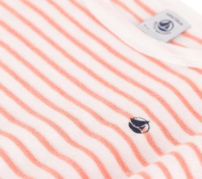 Gestroomde badjas voor meisjes PETIT BATEAU abrikoos Gestroomde badjas voor meisjes PETIT BATEAU abrikoos