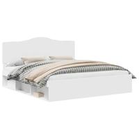 Bedframe met hoofdeinde Wit 200 x 200 cm Massief grenenhout - thumbnail