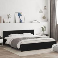 Bedframe met hoofdeinde en LED zwart 180x200 cm - thumbnail
