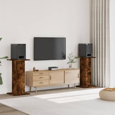 Speakerstandaards 2 st 30x30x80 cm bewerkt hout gerookt eiken Speakerstandaards 2 st 30x30x80 cm bewerkt hout gerookt eiken