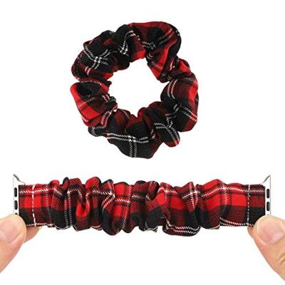 Elastisch scrunchie nylon bandje - Rood / Zwart - Geschikt voor Apple Watch 38mm / 40mm / 41mm / 42mm Elastisch scrunchie nylon bandje - Rood / Zwart - Geschikt voor Apple Watch 38mm / 40mm / 41mm / 42mm