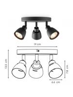 Home sweet home LED opbouwspot Aka 3L Ø 19 cm - zwart - thumbnail