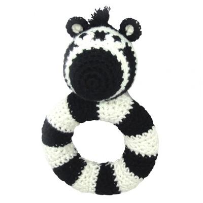 natureZOO ringrammelaar zebra gehaakt 14 cm zwart/wit natureZOO ringrammelaar zebra gehaakt 14 cm zwart/wit