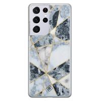 Samsung Galaxy S21 Ultra siliconen hoesje - Marmer blauw - thumbnail