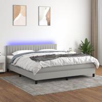 Boxspring met matras en LED stof lichtgrijs 160x200 cm - thumbnail