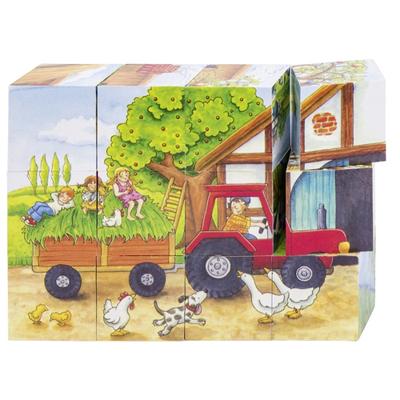 Goki houten blokpuzzel seizoenen op de boerderij, 12st. Goki houten blokpuzzel seizoenen op de boerderij, 12st.