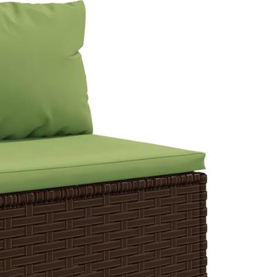 6-delige Loungeset met kussens poly rattan bruin - thumbnail