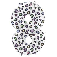 Folieballon Cijfer 8 Wit Met Panterprint (86cm) - thumbnail