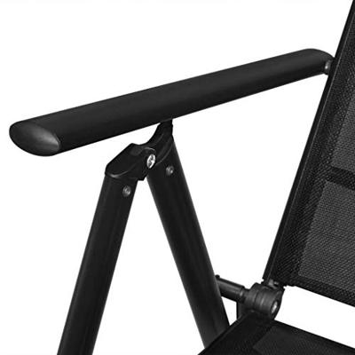 Tuinstoelen inklapbaar 4 st aluminium en textileen zwart - thumbnail
