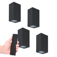 4x LED wandlamp Selma Zwart - Dimbaar - 8 watt 690 lumen - 2700K warm wit- GU10 - Up & Down light - IP65 Waterdicht - Incl. dimmer met afstandsbediening - tuinverlichting - thumbnail
