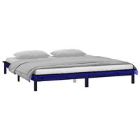 Bedframe LED massief hout zwart 120x190 cm - thumbnail