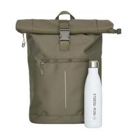 New Rebels Valor New York olijfgroen 21L Rugzak Rolltop Waterafstotend Laptop 15,6 inch - thumbnail